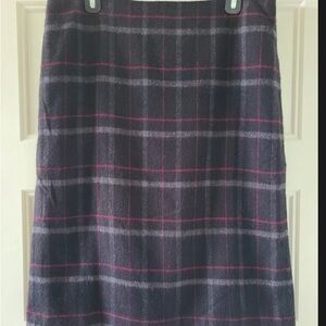 Talbots Gray and Pink Plaid Pencil Skirt